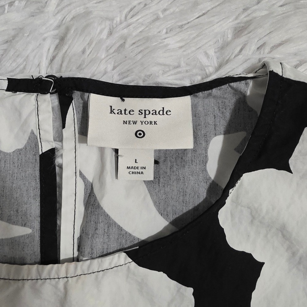 Kate Spade New York for Target Floral Sleeveless Crop Top Black White Large L - Picture 2 of 6
